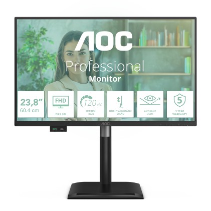 Aoc Monitor 23,8 Led Ips Fhd 16:9 4Ms 120Hz, Reg Altezza, Dp/Hdmi, Multimediale