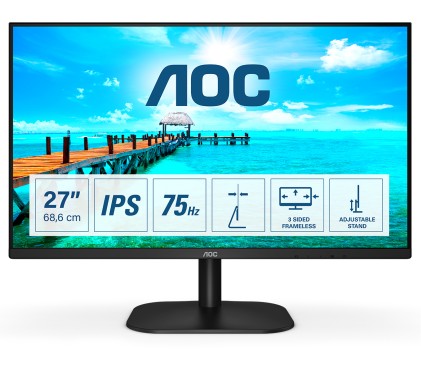 Aoc Monitor 27 Led Ips 16:9 Fhd 4Ms 250 Cdm Vga/Hdmi/Dvi, Multimediale