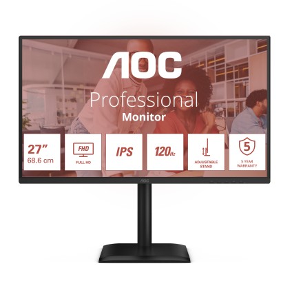 Aoc Monitor 27 Led Ips Fhd 16:9 4Ms 300 Cdm 120Hz, Pivot, Vga/Dp/Hdmi, Multimediale