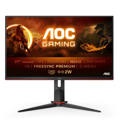 AOC C27G2AE/BK 27inch VA Curved Gaming FHD 165Hz 4ms FreeSync Premium DP HDMI VGA Speakers 3Y