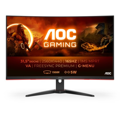 Mon 31.5"Va Hdmi Dp Gaming Qhd 165H Aoc Cq32G2Se/Bk 1Ms  Curved