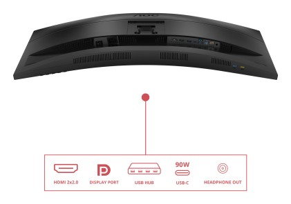 Aoc Monitor Curvo 34 Led Va Uwqhd 21:9 4Ms 120Hz 350 Cdm, Reg Altezza, Usb-C, Dp/Hdmi, Multim
