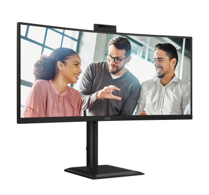 Aoc Monitor 34 Led Va 4K Uhd 21:9 4Ms 120Hz 350 Cdm, Reg Altezza, Dp/Hdmi, Usb-C, Webcam, Multimedia