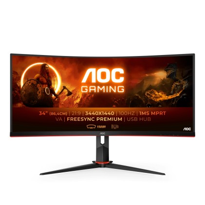 AOC CU34G2/BK 34inch 1500mm Curved 3440x1440 FreeSync WLED HDMI/DP/USB 3.0