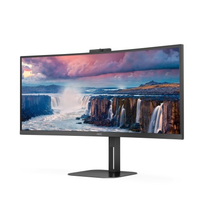 Aoc Monitor Curvo 34 Led Va Wqhd 21:9 4Ms 300 Cdm, Altezza, Webcam, Usb-C, Dp/Hdmi, Multimediale