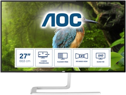 Aoc Monitor 27", Led Ips, 16:9, 2560X1440, 350 Cd/M2, 4Ms, 178X178,D-Sub, Hdmi, Dp