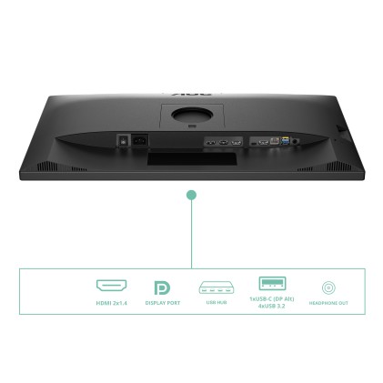 Aoc Monitor 27 Led Ips Qhd 16:9 4Ms 350 Cdm, Webcam, Usb-C, Pivot, Dp/2Hdmi, Multimediale