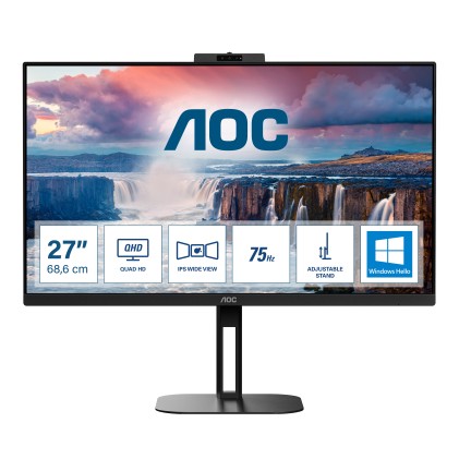 Mon 27"Ips 2560*1440 2K Hdmi Dp Usb Aoc Q27V5Cw/Bk Usbc Mm Webcam
