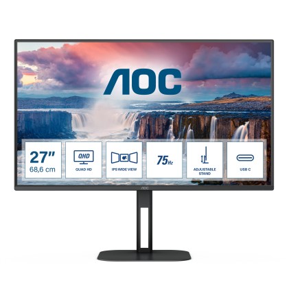 Aoc Monitor 27 Led Ips 16:9 4K Uhd 4Ms 300 Cdm, Usb-C, Dp/Hdmi, Pivot, Multimediale