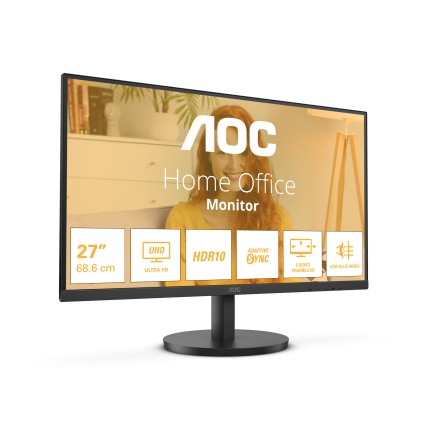 Aoc Monitor 27 4K Ultra Hd Ips 16:9 4Ms 300 Cdm, Dp/2Hdmi