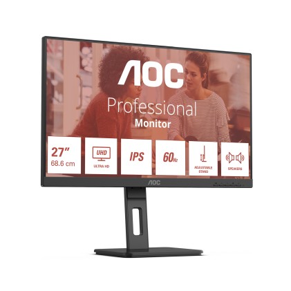 Aoc Monitor 27 Led Ips 4K Uhd 16:9 4Ms 350 Cdm, Pivot, Dp/Hdmi, Multimediale