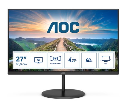 Aoc Monitor 27 Led Ips 16:9 4K Uhd 350 Cdm, Dp/Hdmi, Multimediale
