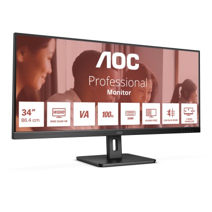 Mon 34 Va 3440X1440 2 Hdmi Dp 100Hz Aoc U34E2M Mm Qhd 21:9