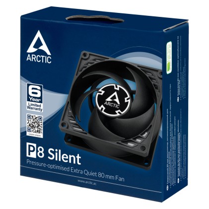 Ventola per case da 80mm silenziosa e con ottimizzazione per la pressione statica Arctic P8 Silent