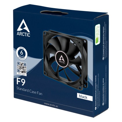 ARCTIC F9-92 mm Ventola, Basso Livello Rumore, Custodia Standard, CPU per PC, Cuscinetto Fluido Dinamico, Ventilazione 1800 RPM, 0,4 Sone - Nero/Bianco