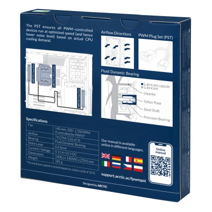 Arctic F14 PWM PST - 140 mm Ventola, PWM PST-Black