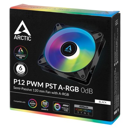 Ventola per case da 120mm semi-passiva con A-RGB Arctic P12 PWM PST A-RGB
