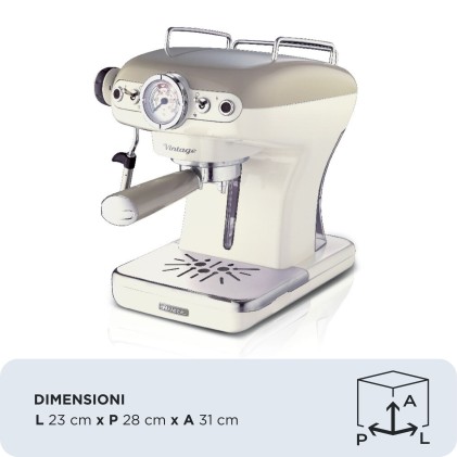 Macchina Caffe Ariete Espresso 1389 Vintage Beige Polvere E Cialde