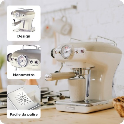 Macchina Caffe Ariete Espresso 1389 Vintage Beige Polvere E Cialde