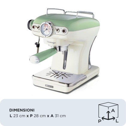 Macchina Caffe Ariete Espresso 1389 Vintage Verde Polvere E Cialde