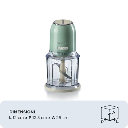 Tritatutto Chopper 400W Inox 4 Lame 600Ml Verde