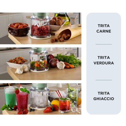 Tritatutto Chopper 400W Inox 4 Lame 600Ml Verde