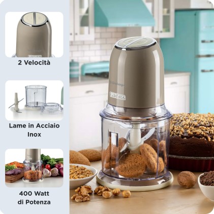 Tritatutto Chopper 400W Inox 4 Lame 600Ml Beige