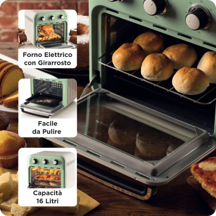 Friggitrice Ad Aria + Forno 16Litri Serie Vintage Verde