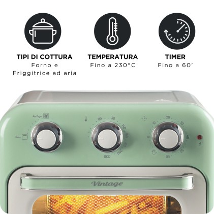 Friggitrice Ad Aria + Forno 16Litri Serie Vintage Verde