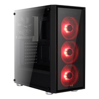 Aerocool Quartz RED Case Middle Tower Full Tempered Glass Panel