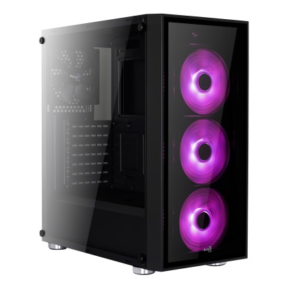 Aerocool Quartz RGB Case Middle Tower Full Tempered Glass Panel