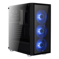 Aerocool Quartz BLUE Case Middle Tower Full Tempered Glass Panel