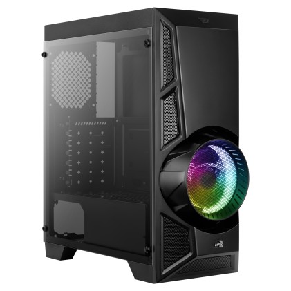 Aerocool Aeroengine RGB-G-BK-V2 Tempered Glass Case Middle Tower Black