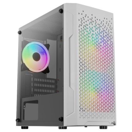 Aerocool Case Mini Tower Trinity Mini V3 Bianco 2X140Mm+120Mm Argb Fan Vetr