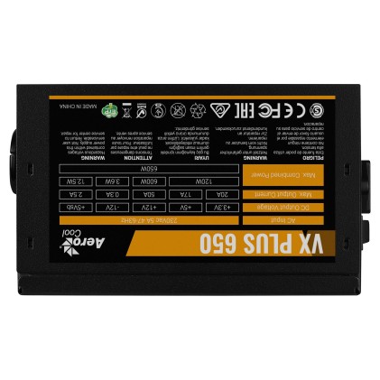 Aerocool VX Plus 650W Alimentatore ATX con ventola da 120mm