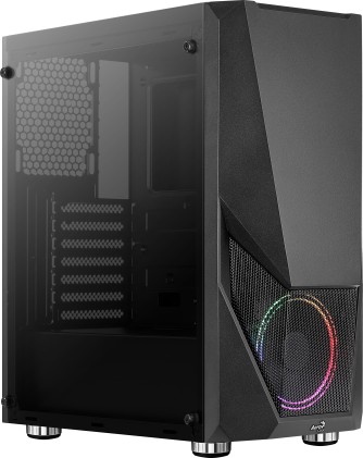 Aerocool Zauron Case Middle Tower RGB Fixed Led, Tempered Glass - Black