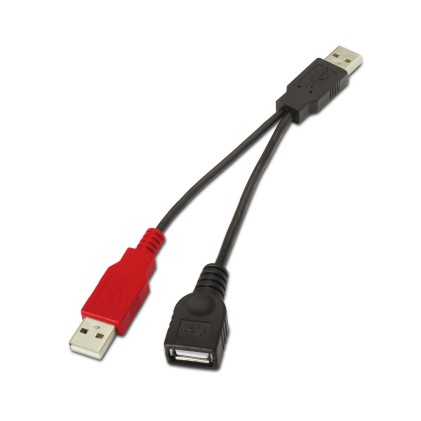 AISENS A101-0030 cavo USB 0,15 m USB 2.0 2 x USB A USB A Nero, Rosso