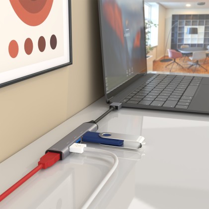 AISENS A106-0540 hub di interfaccia USB 3.2 Gen 1 (3.1 Gen 1) Type-A 5000 Mbit/s Grigio