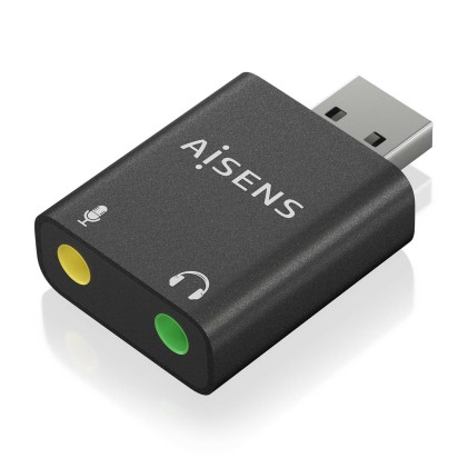 Convertitore audio da USB-A a Aisens 48KHz - USB-A/M-2xJACK 3.5/H - Colore nero
