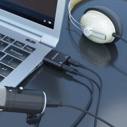 Convertitore audio da USB-A a Aisens 48KHz - USB-A/M-2xJACK 3.5/H - Colore nero