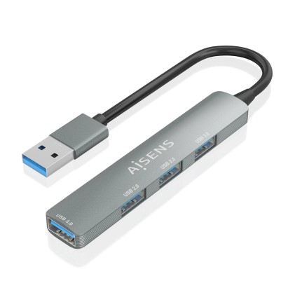 AISENS A106-0859 hub di interfaccia USB 3.2 Gen 1 (3.1 Gen 1) Type-A 5000 Mbit/s Grigio