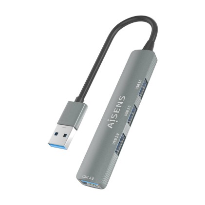 AISENS A106-0859 hub di interfaccia USB 3.2 Gen 1 (3.1 Gen 1) Type-A 5000 Mbit/s Grigio