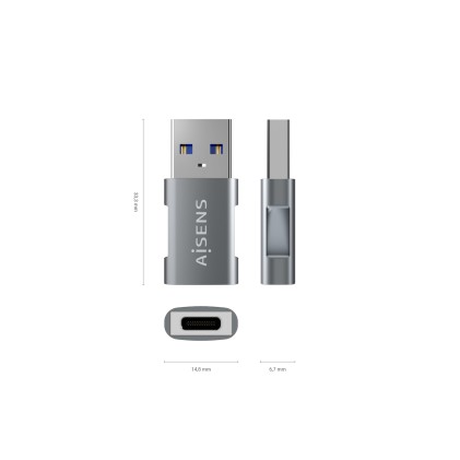 AISENS A108-0655 adattatore per inversione del genere dei cavi USB C USB A Grigio