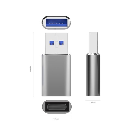AISENS A108-0677 adattatore per inversione del genere dei cavi USB Type-C USB tipo A Grigio