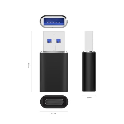 AISENS A108-0678 adattatore per inversione del genere dei cavi USB Type-C USB tipo A Nero