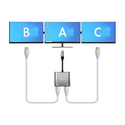 AISENS A109-0625 cavo e adattatore video 0,15 m USB tipo-C Grigio