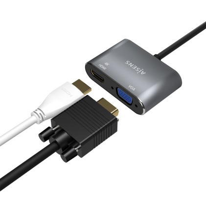 AISENS A109-0627 cavo e adattatore video 0,15 m USB tipo-C HDMI + VGA (D-Sub) Grigio