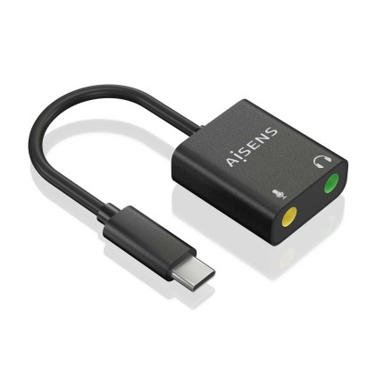 Convertitore audio da USB-C a Aisens 48KHz - USB-C/M-2xJACK 3.5/H - 10 cm - Colore nero