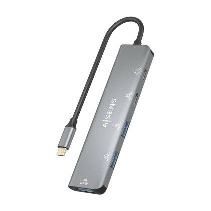 AISENS A109-0857 hub di interfaccia USB 3.2 Gen 1 (3.1 Gen 1) Type-C 5 Mbit/s Grigio