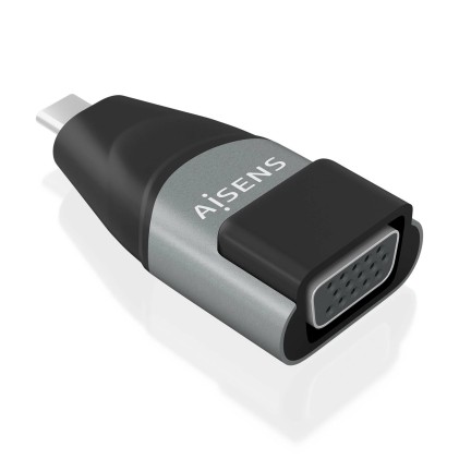 AISENS A109-0863 adattatore per inversione del genere dei cavi VGA USB C Nero, Grigio